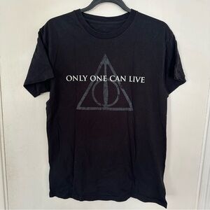 Harry Potter & The Deathly Hallows Part 2 Only One Can Live Men Black T-Shirt
